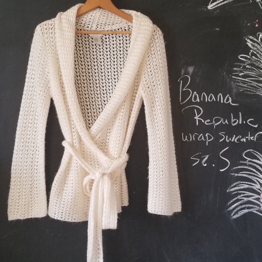Banana Republic Knit Wrap Sweater Mohair Blend S